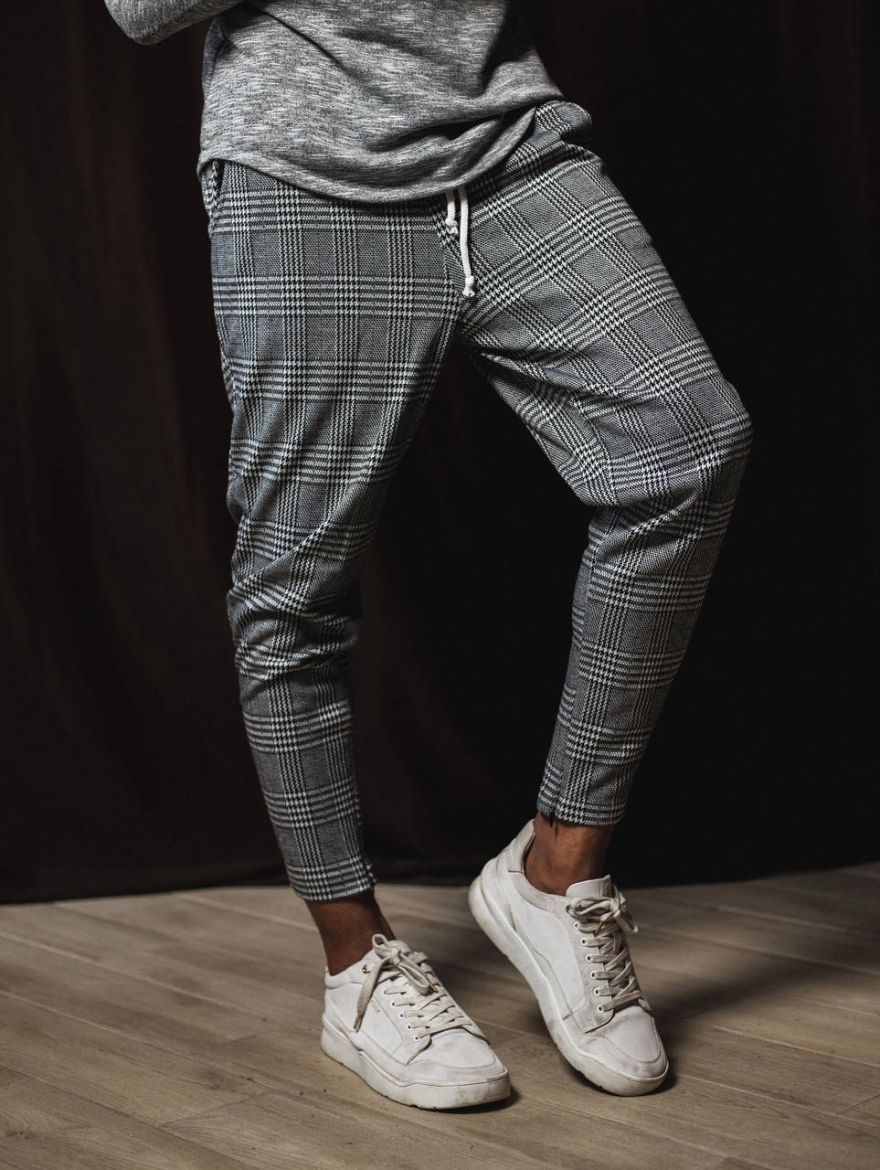 

Брюки в клетку мужские серые | весенние, осенние ЛЮКС качество