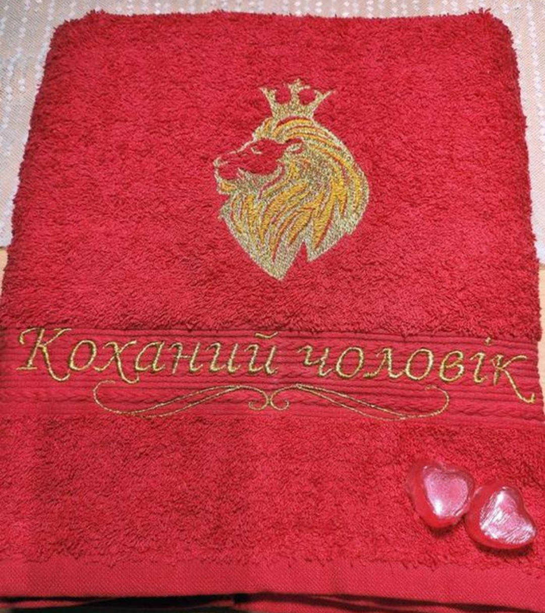 

Рушник махровий з вишивкою, Красный