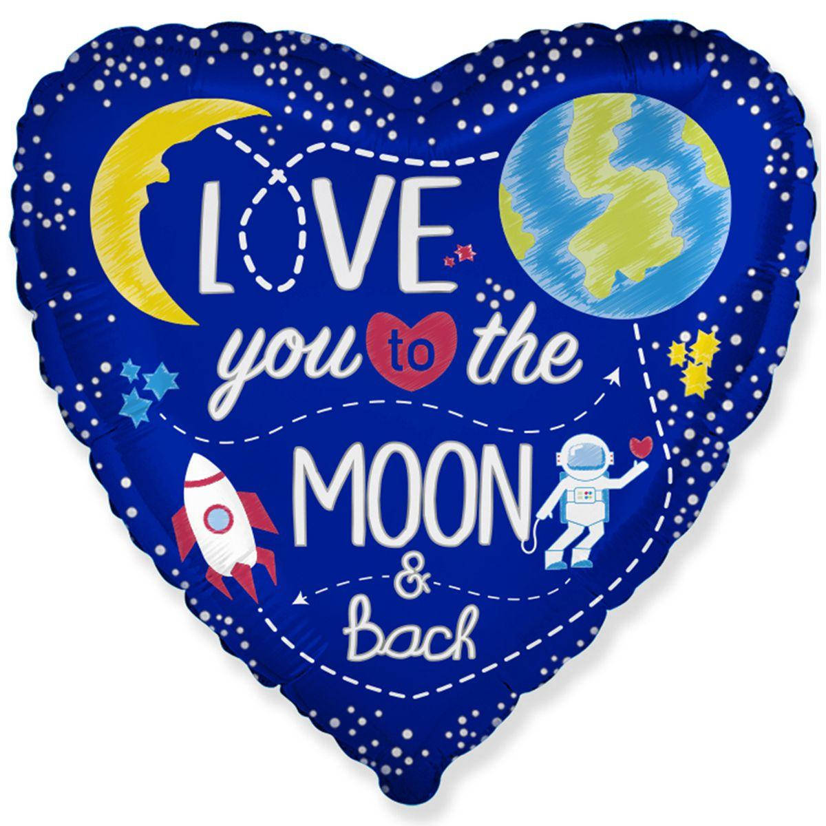 

Серце синє 18 "Love you to the moon and back", Синий