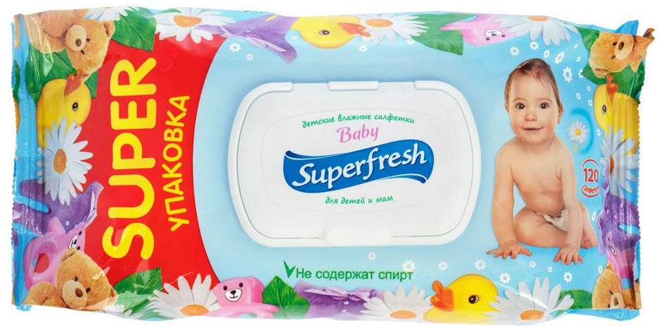 

Салфетки влажные Superfresh (с клапаном) (120шт)