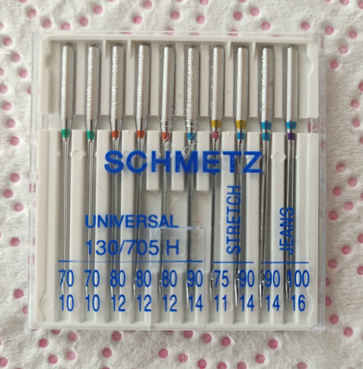 

Иглы "SCHMETZ" для бытовых швейных машин EXTRASORTIMENT / Экстрасортимент (10 игл на блистере)