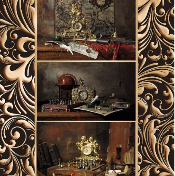 

Подарочный бумажный пакет ЧАШКА 16*16*7,6 см Часы, Серый