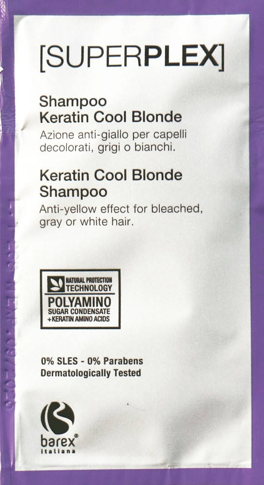 

Кератиновый шампунь Barex SUPERPLEX "Холодный блонд" 12мл