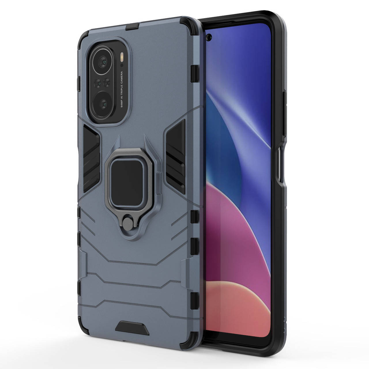 

KEYSION Противоударный защитный чехол Xiaomi POCO F3 с кольцом Цвет Синий