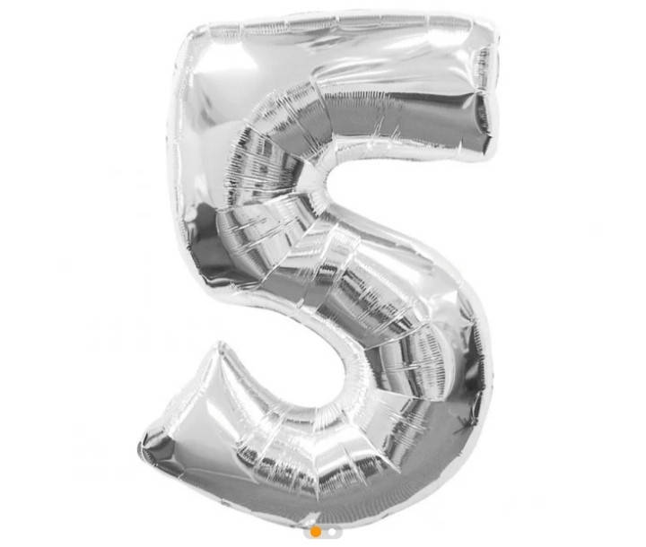 

Цифра фольгированная серебро "5" размер 76 см.