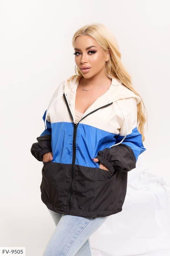 

Женская модная ветровка-дождевик на молнии,с капюшоном, большой размер