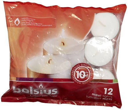 

Свечи чайные Bolsius Maxi Lights 10 часов 12 шт (p40-12Б), Белый