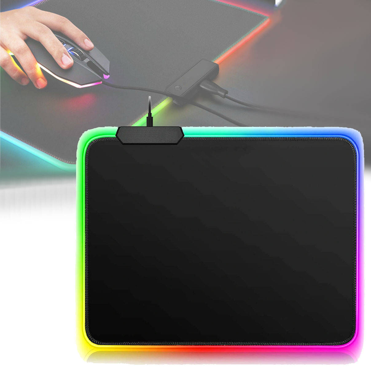 

Игровой Коврик под мышку с подсветкой RGB от USB 35.5x25см GMS-WT-5 / Игровой Коврик под мышку