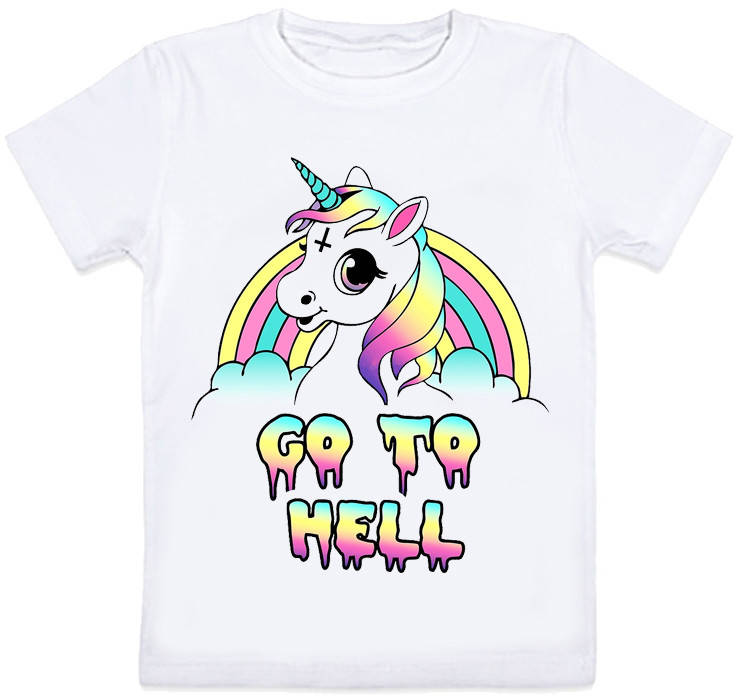 

Детская футболка Unicorn - Go To Hell (белая)