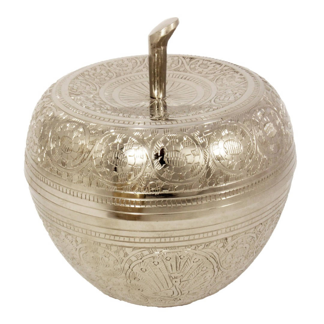 

Конфетница в форме яблока из латуни с крышкой 15х14,5 см