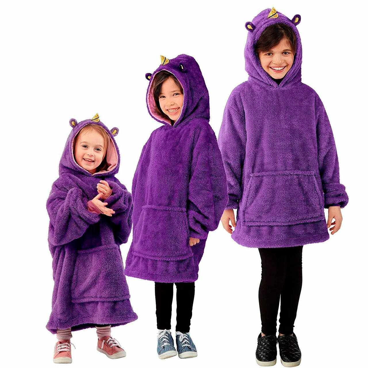 

Детский плед Huggle Pets Hoodie с капюшоном и рукавами Фиолетовый