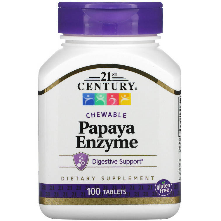 

Пищеварительные ферменты папаи 21st Century "Papaya Enzyme" (100 жевательных таблеток)