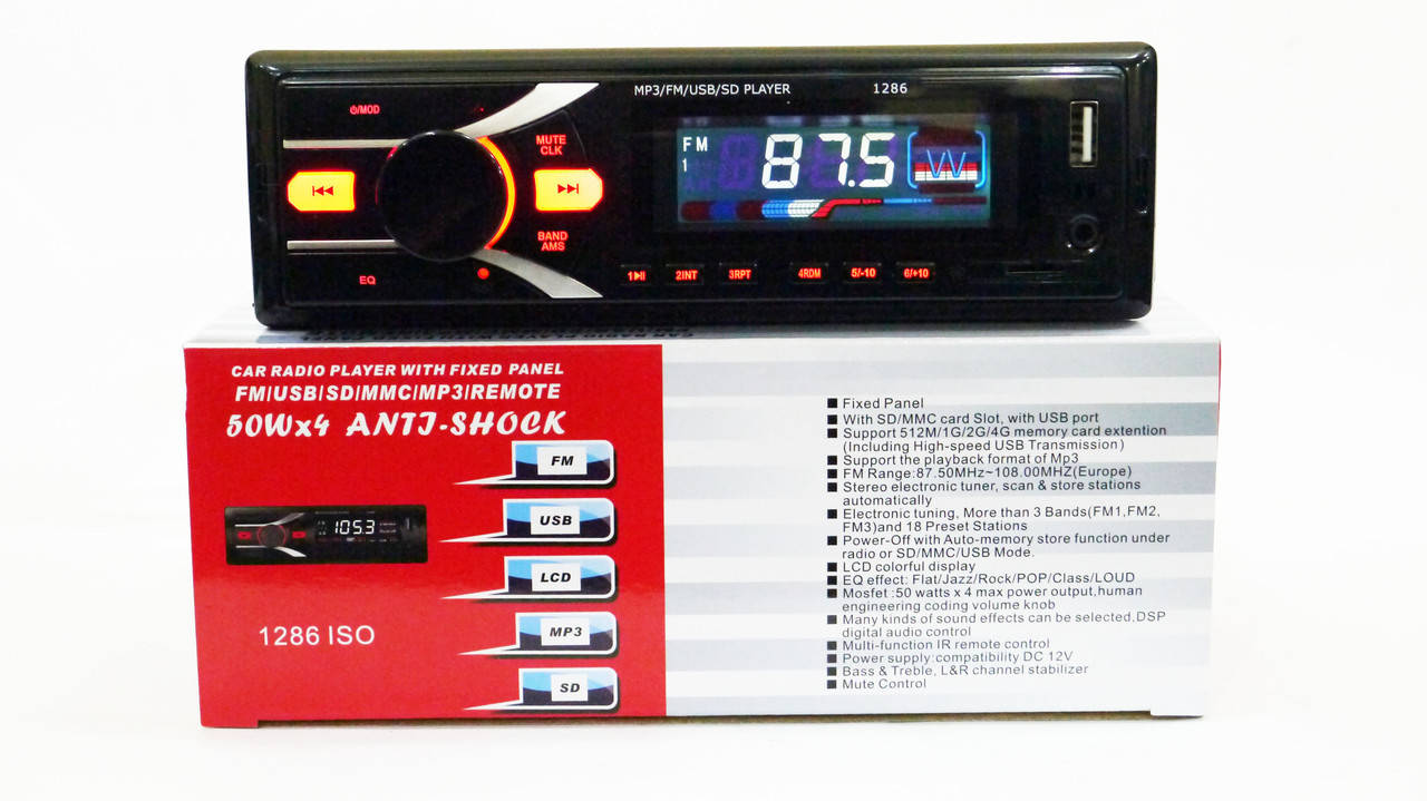 

Автомагнитола Pioneer 1286 ISO - MP3+FM+USB+microSD-карта!