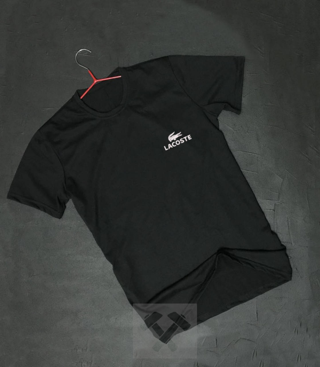 

Трикотажная мужская футболка Лакост, хлопковая футболка Lacoste L черная