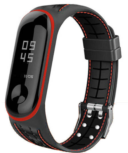 

Силиконовый ремешок Seam для Mi Band 3 Black Red