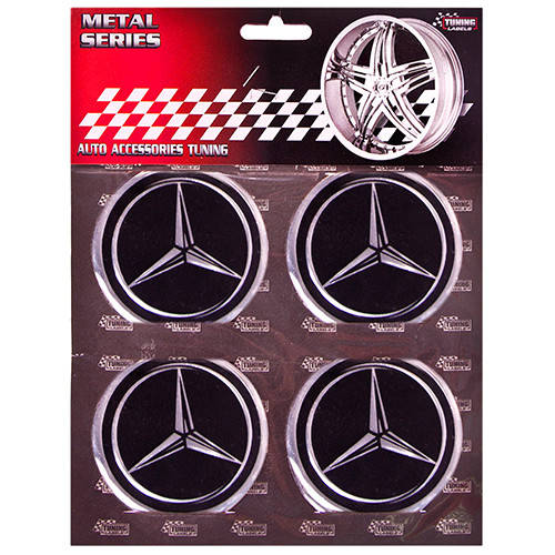 

Наклейки на колпаки, диам. 60 мм "MERCEDES" черные (4 шт)