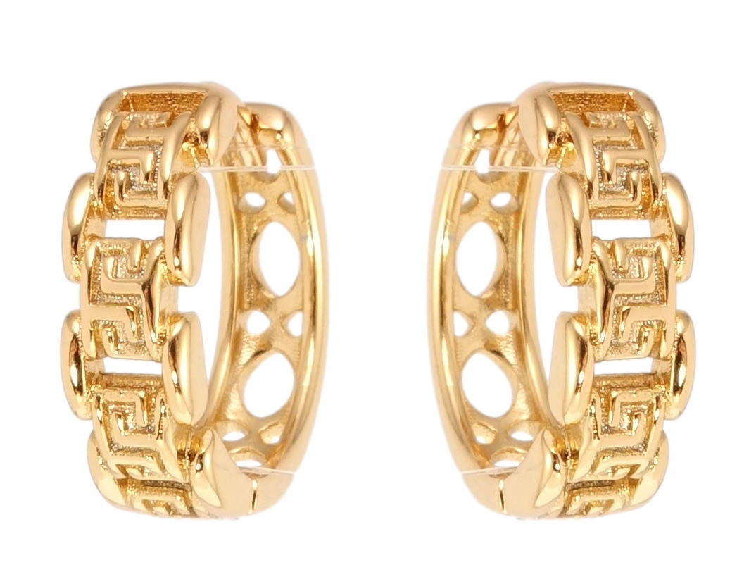 

Серьги Xuping Позолота 18K колечки "Звенья с меандровым орнаментом"
