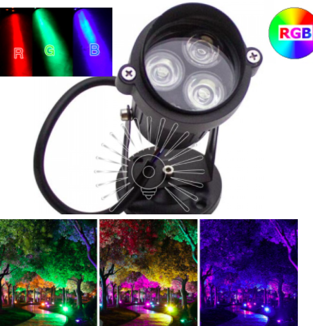 

Светодиодный газонный светильник 3Вт RGB цветной LM15 (без пульта)