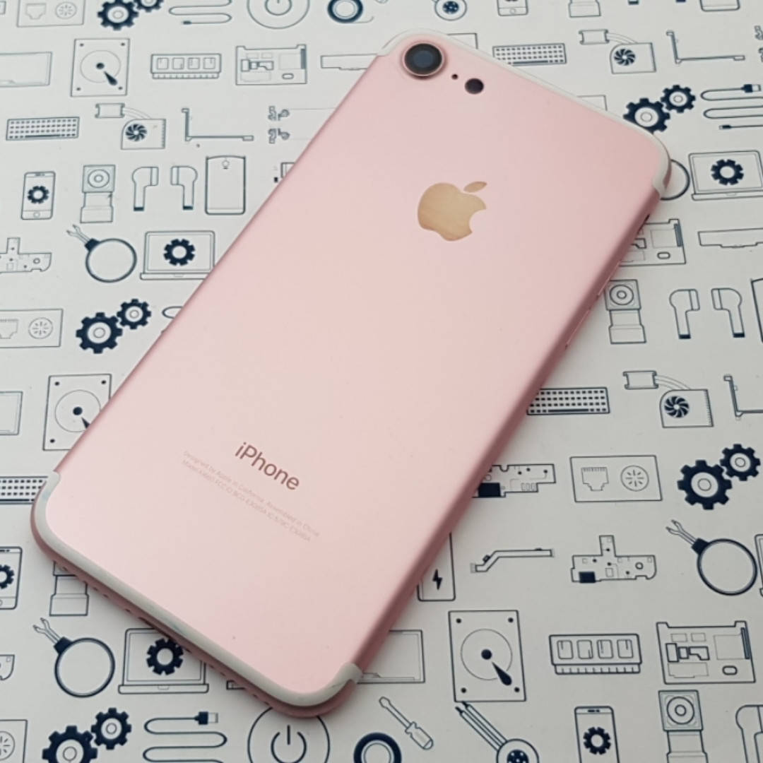 

Крышка Apple iPhone 7 розовая со стеклом камеры и кнопками Оригинал с разборки, Розовый