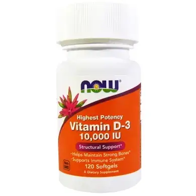 

Витамин Д3, Vitamin D-3, Now Foods, 10 000 МЕ, 120 капсул
