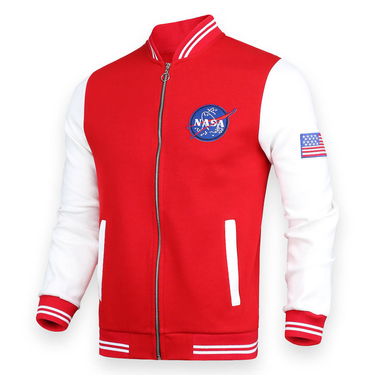 

Кофта зима мужская красная с белым NASA бомбер RED/WTH S(Р) 20-612-003, Красный