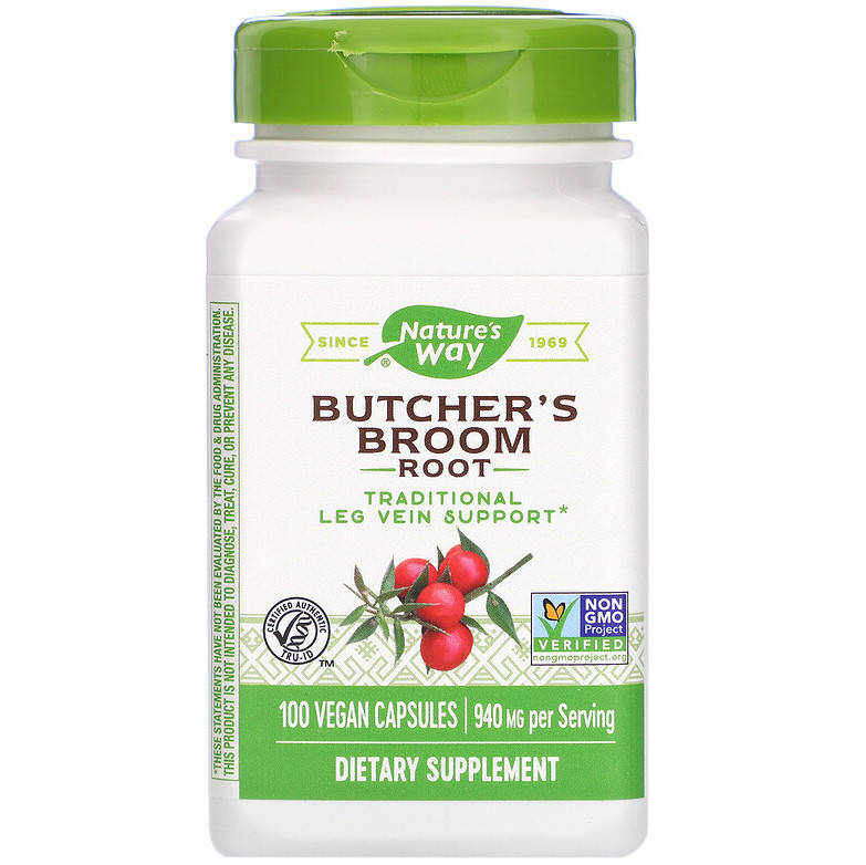 

Корень иглицы колючей Nature's Way "Butcher's Broom Root" 940 мг (100 капсул)