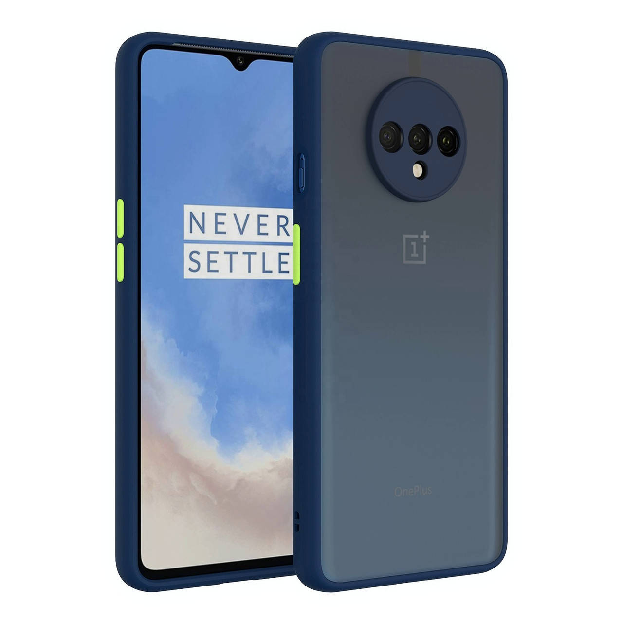 

Противоударный матовый чехол для OnePlus 7T синий бампер