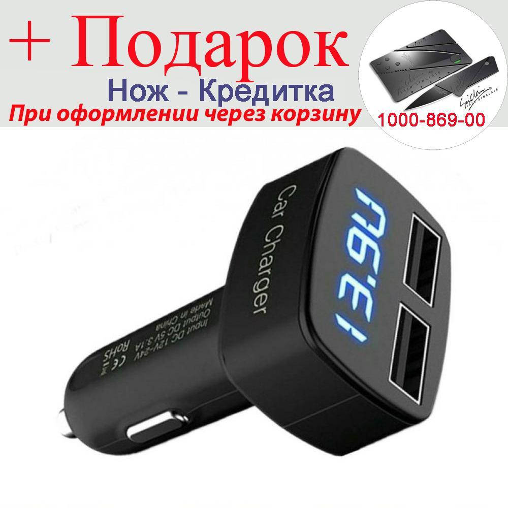 

Автомобільний зарядний пристрій USB 4 в 1 з вольтметром, амперметром і t F Синє підсвічування