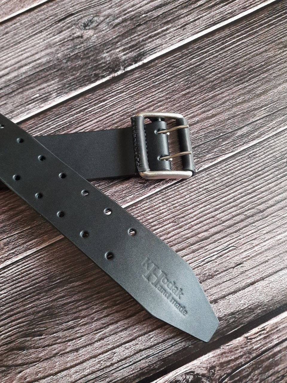 

Ремень офицерский кожаный, ручной работы, Черный