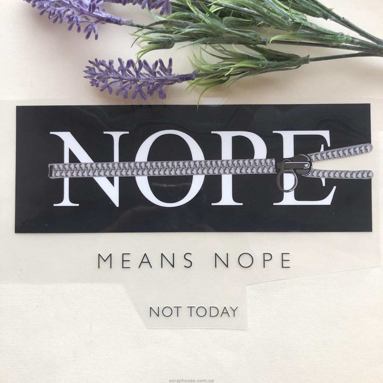 

Термоаппликация, наклейка на одежду Надпись MEANS NOPE 22х13 см., Белый