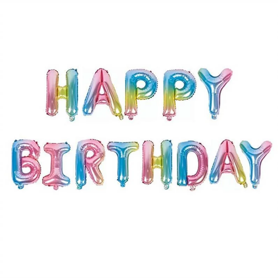 

Фольгированные буквы радуга HAPPY BIRTHDAY, 40 см, Разные цвета
