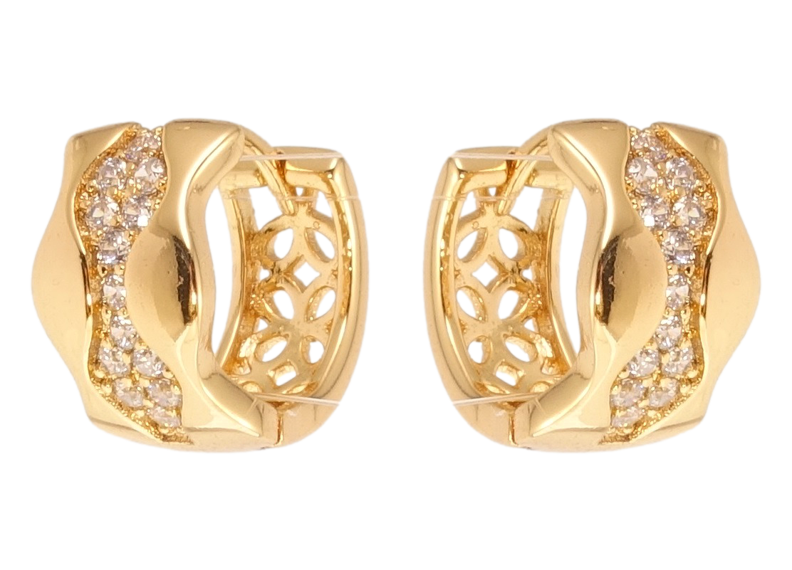 

Серьги Xuping Позолота 18K колечки "Орнамент с цирконием"