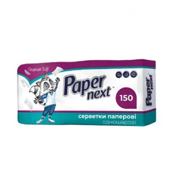 

Салфетки столовые Paper Premium Soft однослойные белые, 150 шт, Белый