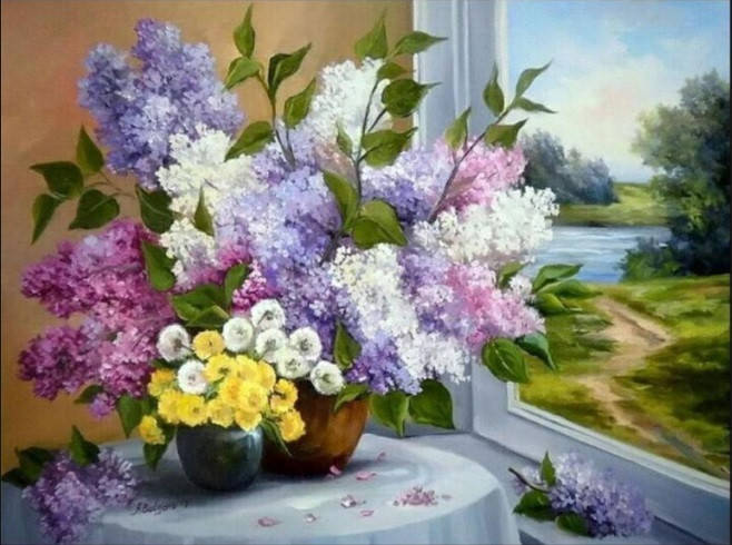 

Алмазна мозаїка SANTI "Бузок у вікна", 30*40см, шт