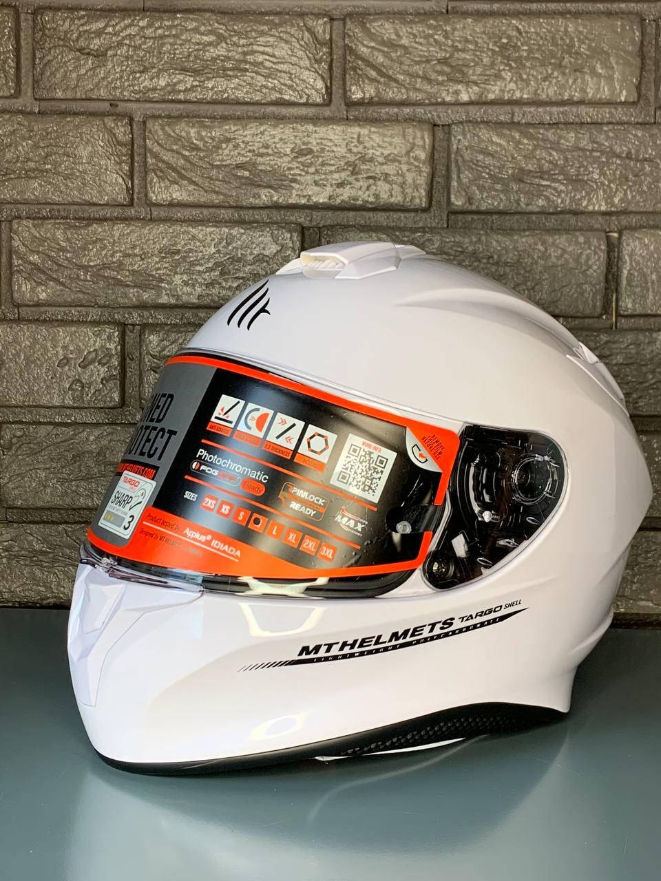 

Мотошлем MT TARGO White Gloss, Черный