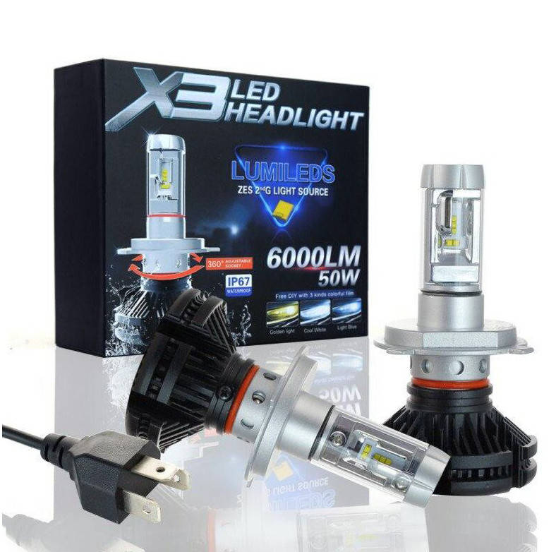 

Комплект Автомобильных LED Ламп X3-H4 2шт./ Светодиодные лампы для фар автомобиля