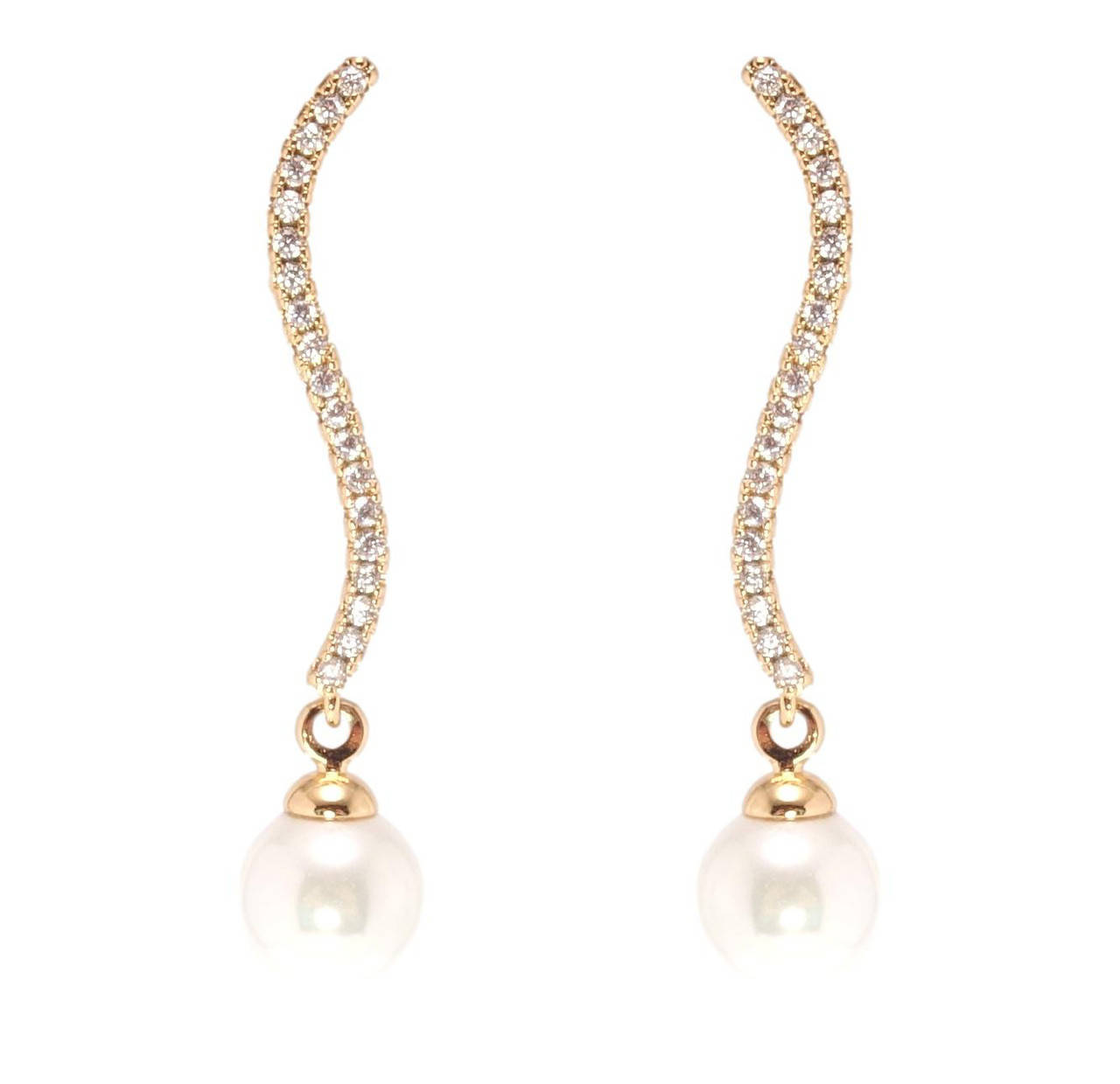 

Серьги Xuping QQMM Позолота 18K игла серебро 925 подвески на гвоздиках "Волнистые дорожки циркония с