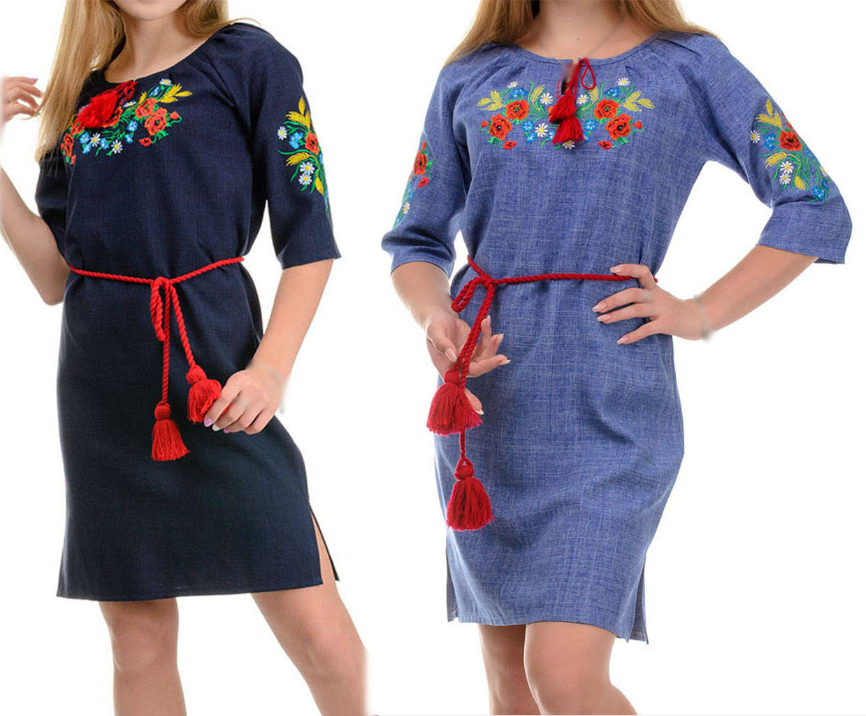 

Льняное женское платье-вышиванка. Красивое платье-вышиванка женское. Вышитое платье с поясом., Разные цвета