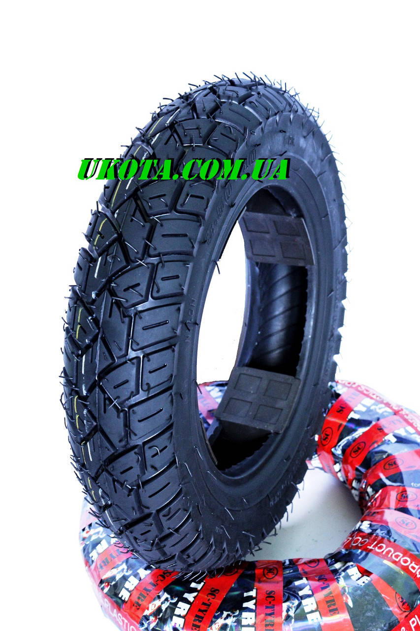 

Шина на скутер 3.50-10 бескамерная шипованная SC TYRE