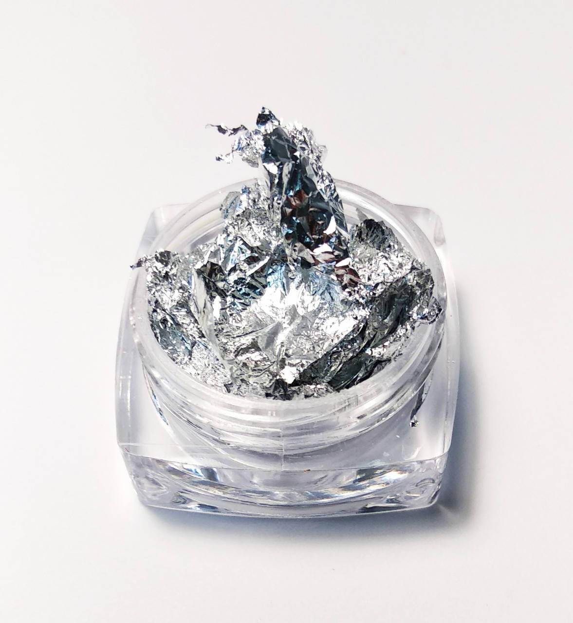 

Жатая фольга для ногтей в баночке серебро