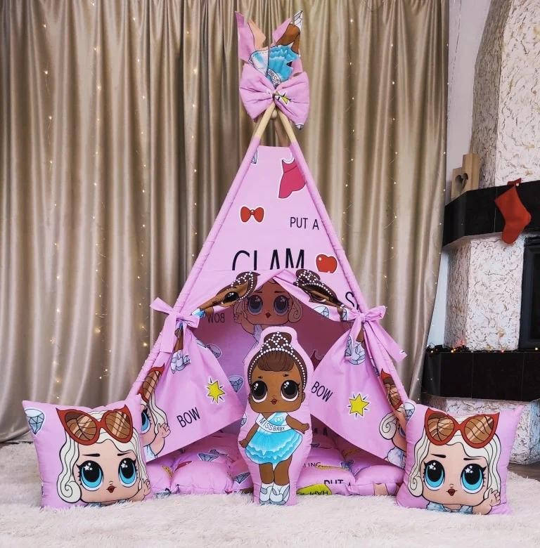 

Вигвам Гламур БОНБОН Полный комплект, детский вигвам, вигвам для детей, детская палатка, вигвам для девочки