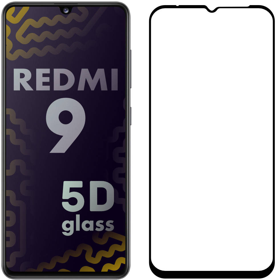 

5D стекло Xiaomi Redmi 9 (Защитное Full Glue) Black (Сяоми Ксиаоми Редми 9), Черный