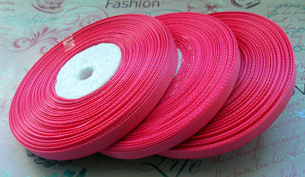 

Стрічка репсова 6 мм, 23м, №027 яскраво-рожева
