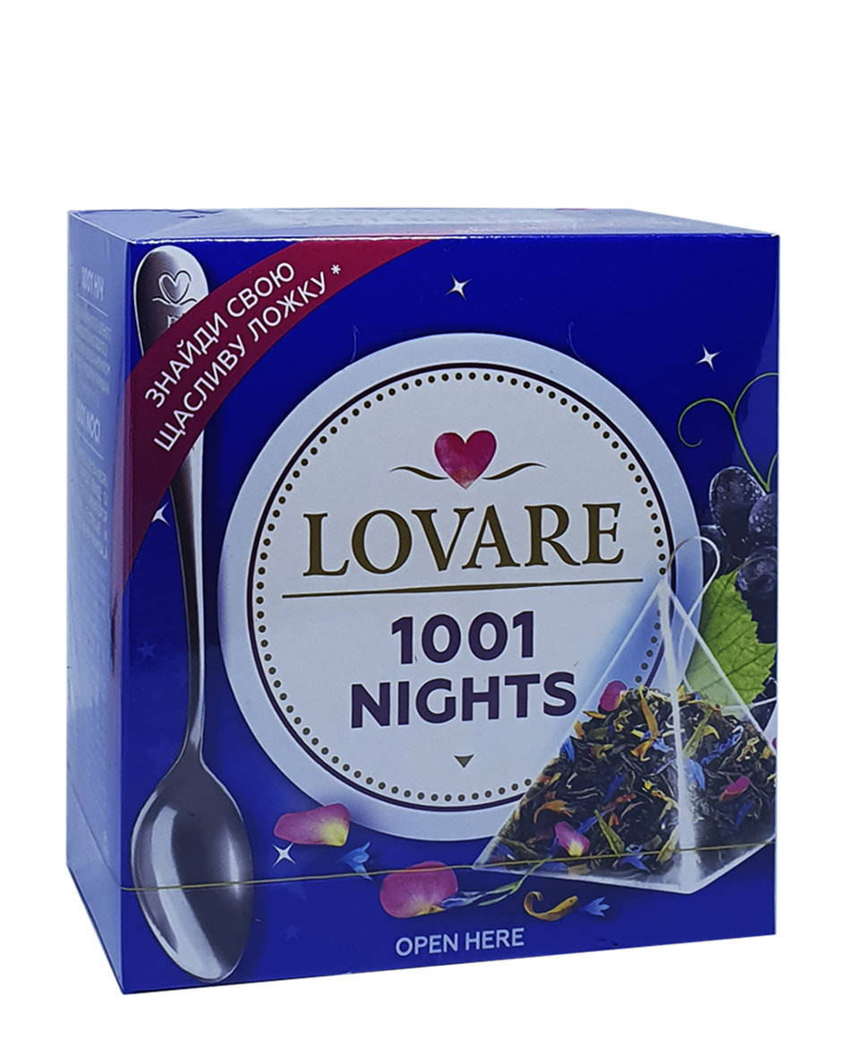 

Чай чорний з зеленим з ароматом винограду в пірамідках Lovare 1001 ніч 15 шт х 2 г (54203)