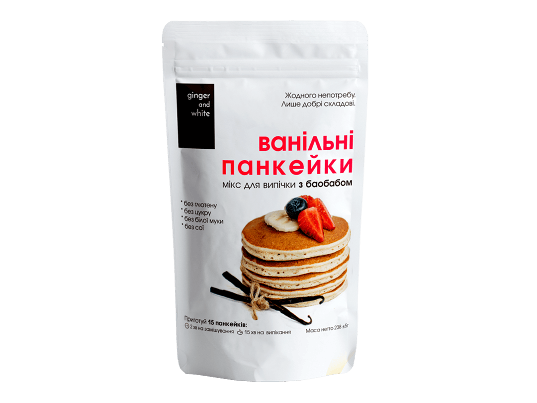 

Смесь ВАНИЛЬНЫЕ ПАНКЕЙКИ без глютена Ginger