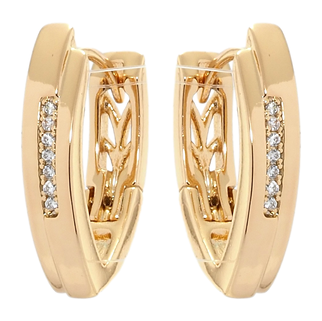 

Серьги Xuping Позолота 18K колечки "Скобы с дорожкой циркония"