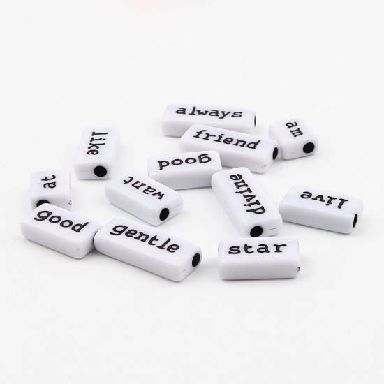 

Набор бусин Finding Плоские с словами Белый 24 мм x 10 мм - 12 мм x 10 мм Акрил Цена за 100 штук