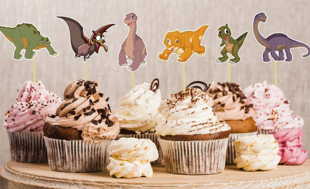 

Набор средние топперы в кексы (6 см) вырубка "Динозаврики" (6шт./уп.)(Картон)