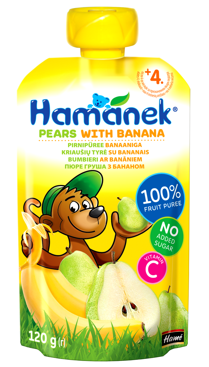 

Пюре фруктовое пауч груша с бананом Hamanek, 120г