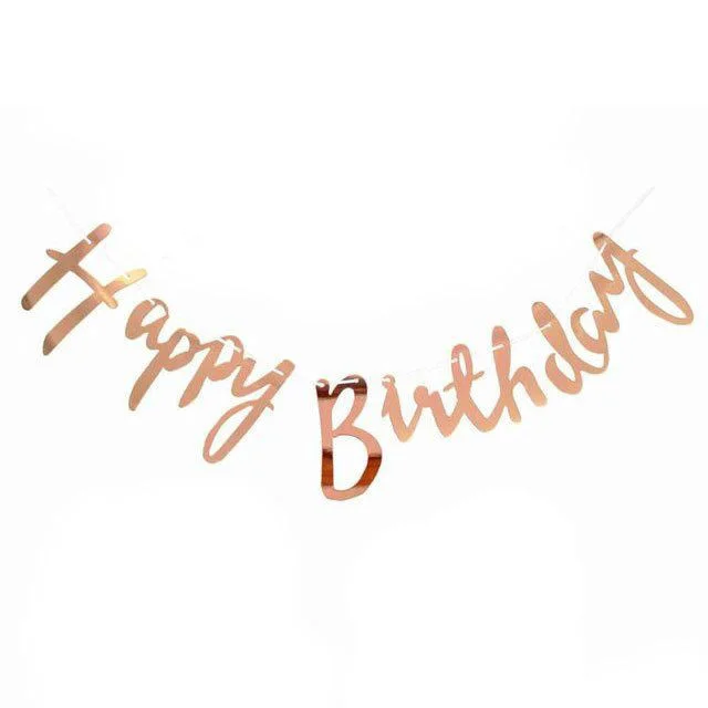 

Гирлянда бумажная Happy birthday прописью, розовое золото